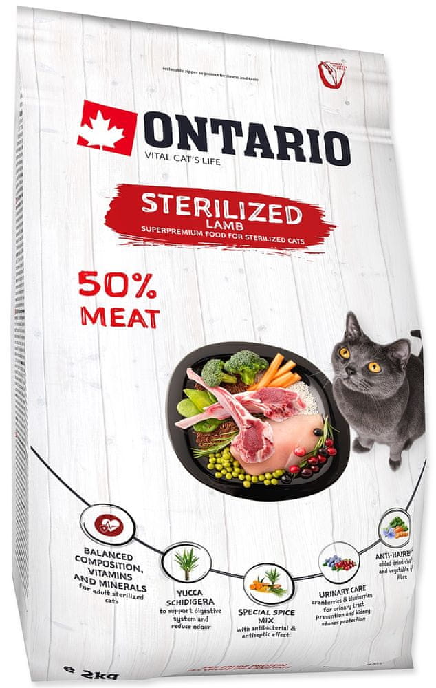 Levně Ontario Cat Sterilised Lamb 2kg