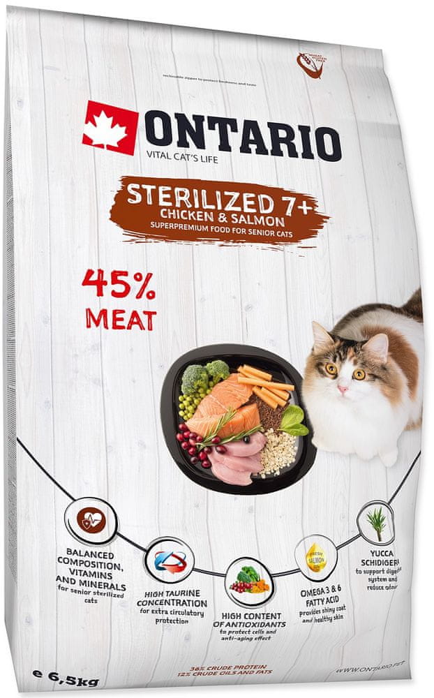 Levně Ontario Cat Sterilised 7+ 6,5kg