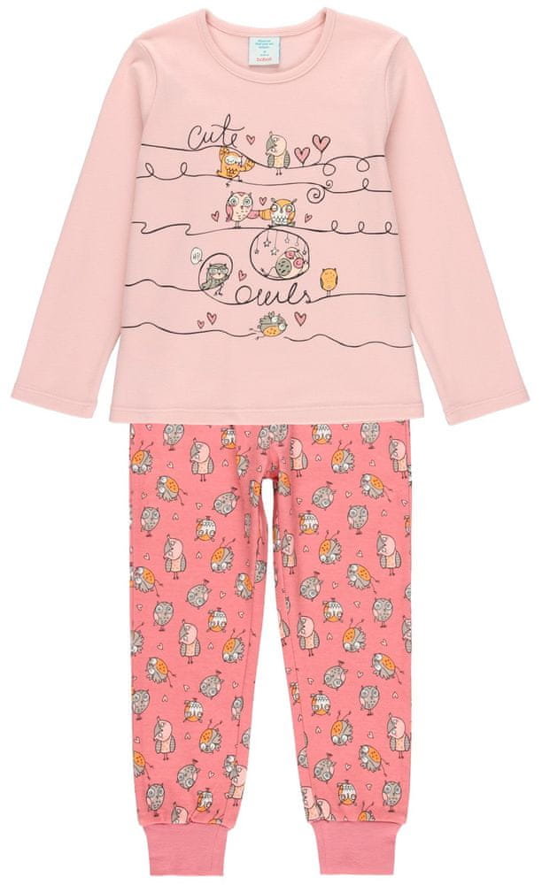 Boboli dívčí bavlněné pyžamo - sova 925040 růžová 110