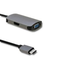 Qoltec Adaptér USB 3.1 C samec / HDMI samice | VGA samice