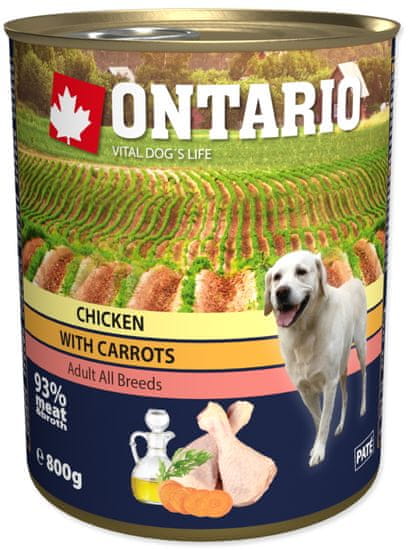Ontario konzerva kuřecí, karotka a lososový olej 6 x 800g (5+1 Zdarma)