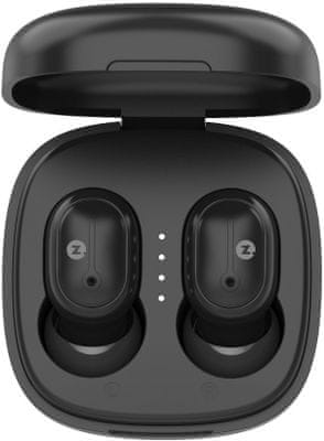 přenosná true wireless Bluetooth 5.3 sluchátka intezze mini šťavnatý příjemný zvuk mikrofon pro handsfree 4h provoz na nabití nabíjecí pouzdro 8 h navíc dotykové ovládání pohodlná do malých uší krásný moderní design