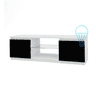 Moderní TV stolek Demi 120 cm, matná bílá / lesklá černá LED