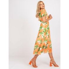 ITALY MODA Dámské šaty s květinami PIPER oranžové a zelené DHJ-SK-11331-2.32_386775 Univerzální