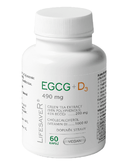 LifesaveR EGCG+D3 60 kapslí (490 mg)