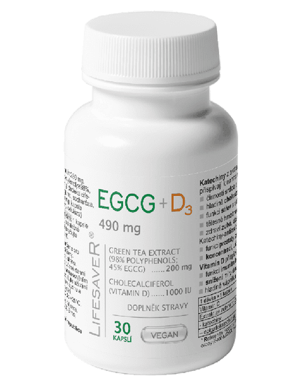 LifesaveR EGCG+D3 30 kapslí (490 mg)