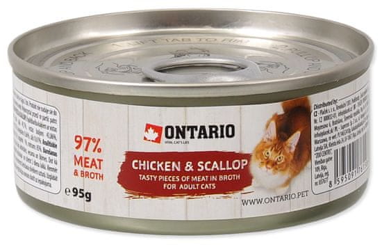 Ontario konzerva Cat Chicken Pieces+Scallop 12x95g