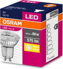Osram LED žárovka GU10 6,9W = 80W 575lm OSRAM TEPLÁ 60st