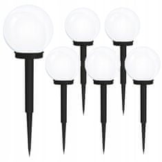Basic Sada 6 solárních LED zahradních lamp bílá koule 10