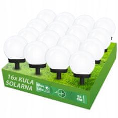 LUMILED 16x Solární zahradní lampa LED do země BÍLÁ KOULE 10cm
