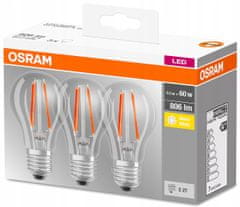 Osram Sada 3x LED žárovky E27 7W = 60W FILAMENT OSRAM