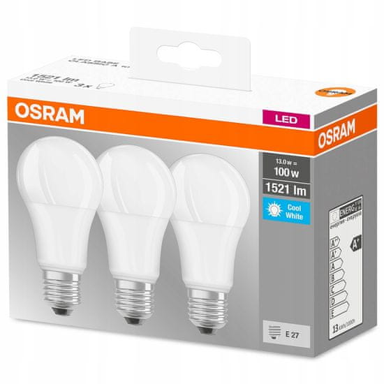 Osram LED žárovka E27 14W = 100W A60 4000K OSRAM 3PAK