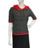 Fashion Apolda proužkované tričko s červeným lemem a kapucí Velikost: L