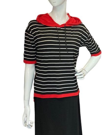 Fashion Apolda proužkované tričko s červeným lemem a kapucí Velikost: L