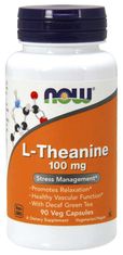 NOW Foods L-Theanine 100 mg, Theanin s lístky zeleného čaje, 90 kapslí