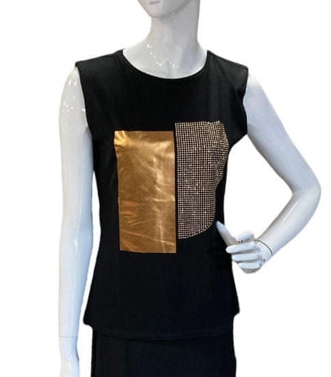 Sophia Perla černé tričko se zlatým potiskem a kamínky Velikost: 40