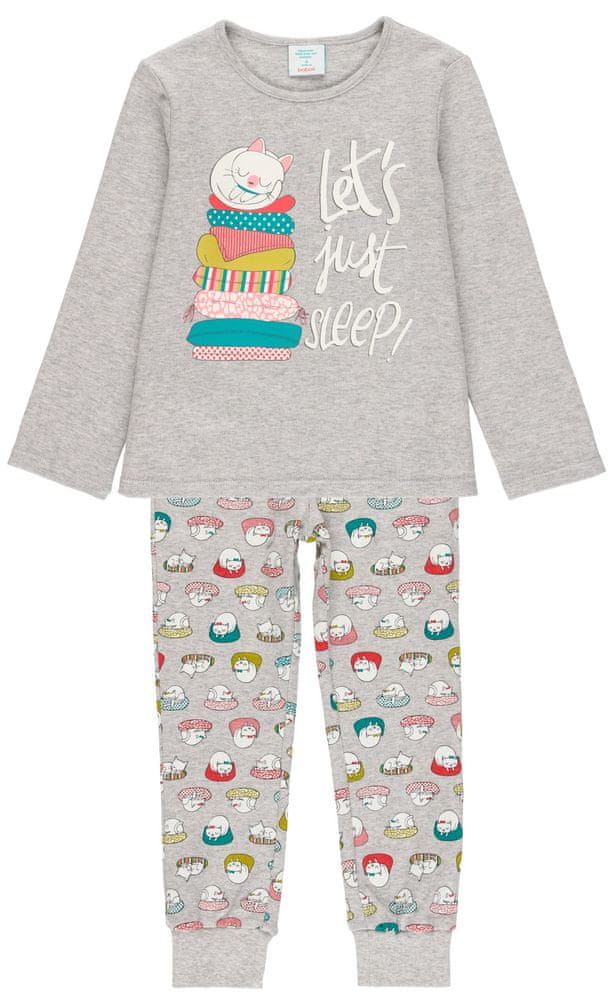 Boboli dívčí bavlněné pyžamo - spící kočka 925107 šedá 116