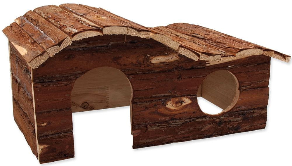 SMALL ANIMAL Domek kaskada dřevěný s kůrou 43 x 28 x 22 cm
