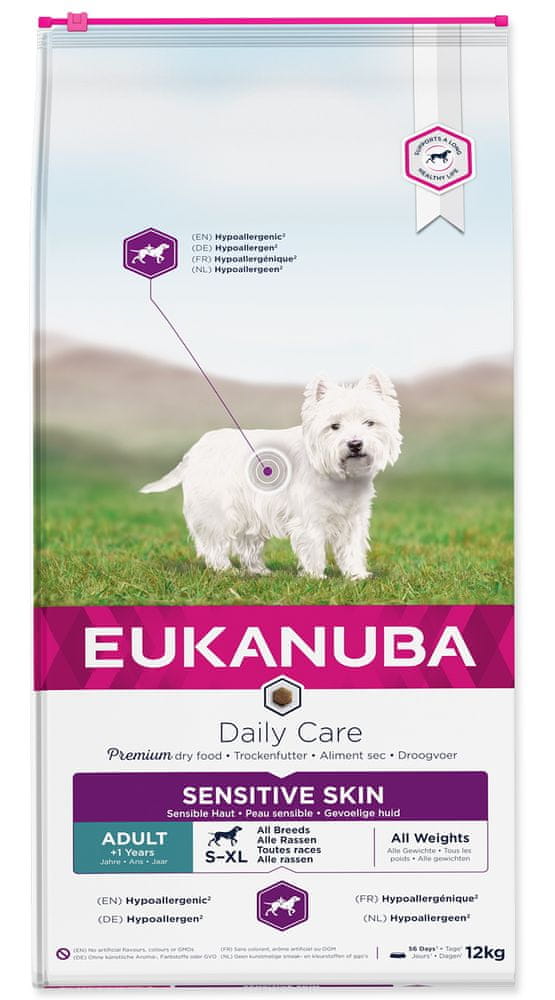 Levně Eukanuba Daily Care Sensitive Skin 12 kg