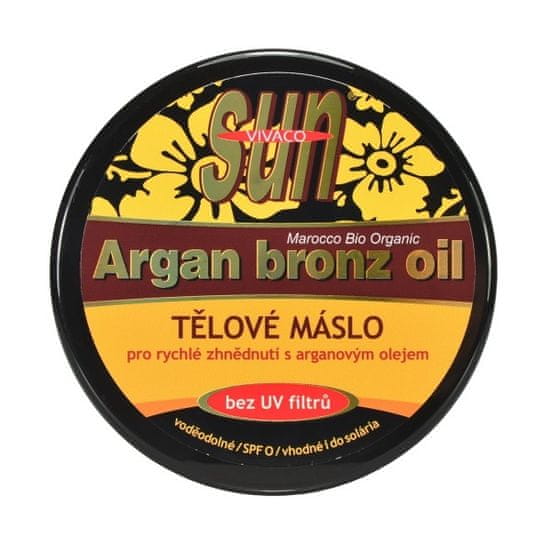 VIVACO Tělové máslo s bio arganovým olejem pro rychlé zhnědnutí bez UV filtrů 200 ml