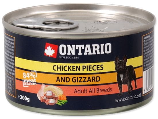 Ontario konzerva Chicken Pieces+Gizzard 12x200 g