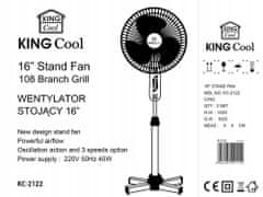 KINGHoff Podlahový Ventilátor 40Cm 40W Kingcool 2122 Černy