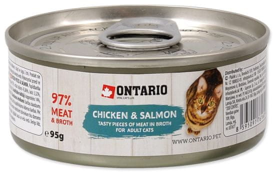 Ontario konzerva Chicken Pieces+Salmon 12x95 g