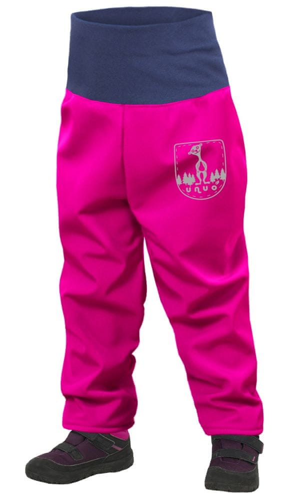 Unuo dívčí batolecí softshellové kalhoty s fleecem růžová 80/86