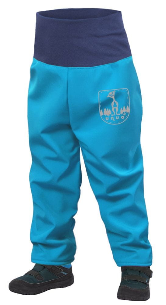 Levně Unuo chlapecké batolecí softshellové kalhoty s fleecem modrá 80/86