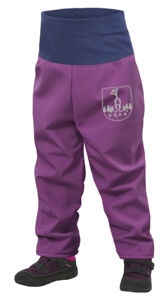 Unuo dívčí batolecí softshellové kalhoty s fleecem fialová 80/86