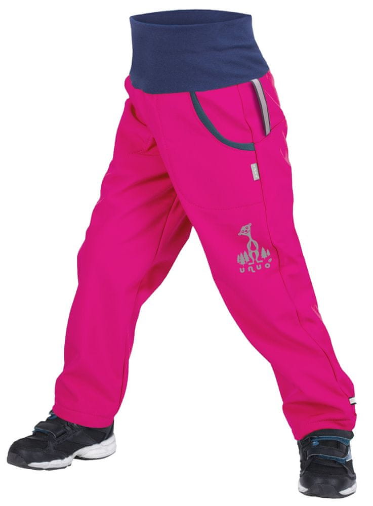Unuo dívčí softshellové kalhoty s fleecem růžová 110/116