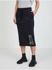 Calvin Klein Černá dámská tepláková midi sukně s rozparkem Calvin Klein Jeans XS