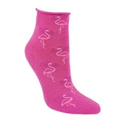 RS dámské kotníkové ruličkové ponožky bez gumiček plameňáci 3-pack 1525422, růžová, 35-38