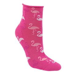 RS dámské kotníkové ruličkové ponožky bez gumiček plameňáci 3-pack 1525422, růžová, 35-38