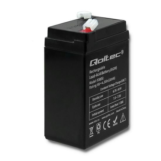 Qoltec Baterie AGM | 6V | 4,5Ah | max. 67,5A