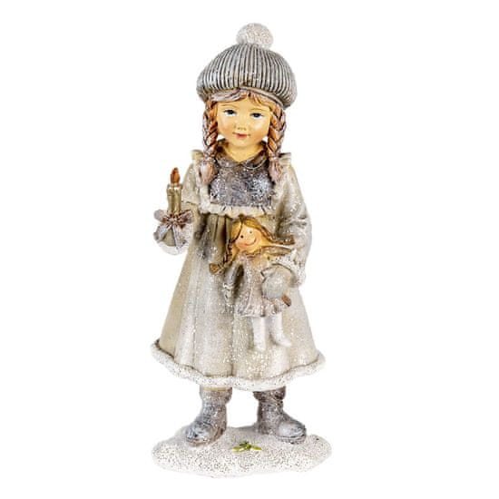 Clayre & Eef Dekorativní figurka děvčátka se svíčkou a panenkou 6PR4667