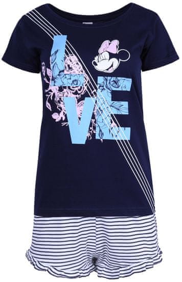 sarcia.eu Dámské tmavě modro bílé pyžamo s potiskem trička a pruhované kraťasy Minnie Disney