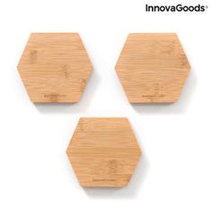 InnovaGoods Bambusové magnetické nalepovací držáky, 3 ks