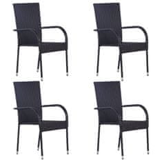 Petromila Stohovatelné zahradní židle 4 ks polyratan černé