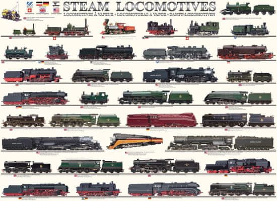 EuroGraphics Puzzle Parní lokomotivy 1000 dílků