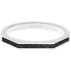 Gravelli Ocelový prsten s betonem Three Side ocelová/antracitová GJRWSSA123 (Obvod 53 mm)
