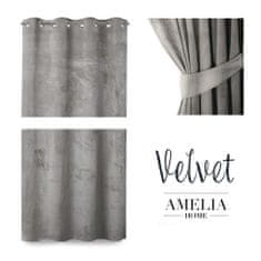 AmeliaHome Závěs Velvet 140x245 cm stříbrný, velikost 140x245
