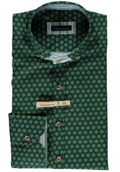 Orbis textil Orbis košile zelená s kulatým vzorem a límečkem 3934/57 dlouhý rukáv Varianta: 39/40