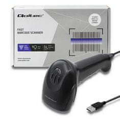 Qoltec Laserový snímač čárových kódů 1D | CCD | USB | Černý