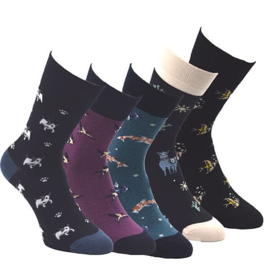 OXSOX dámské i pánské bavlněné barevné veselé CRAZY SOCKS ponožky zvířátka OX9101521 5-pack