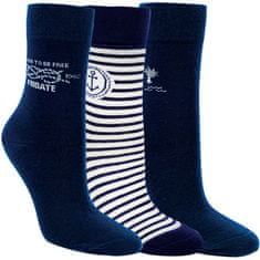 RS dámské bavlněné námořnické ponožky bez gumiček 1201922 3-pack, modrá, 35-38