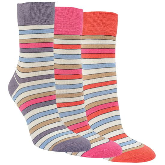 RS  dámské barevné bavlněné pruhované zdravotní ponožky 1202122 3-pack