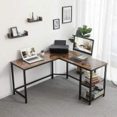 Artenat Rohový pracovní stůl Lera, 138 cm, hnědá / černá