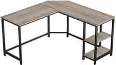 Artenat Rohový pracovní stůl Ivy, 138 cm, šedá / černá