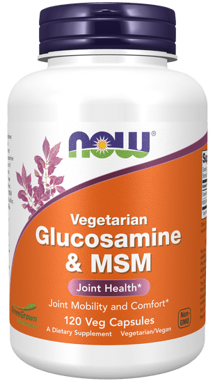 NOW Foods Glucosamine & MSM Vegetarian (vegetariánský glukosamin a MSM), 120 rostlinných kapslí